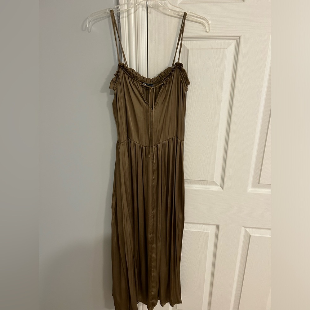 Olive Green ZARA midi dress